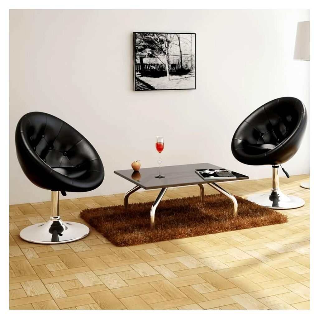 Cocktailsessel 2 Stück Schwarz Kunstleder Barhocker Lounge Sessel Barstuhl Drehsessel Hocker