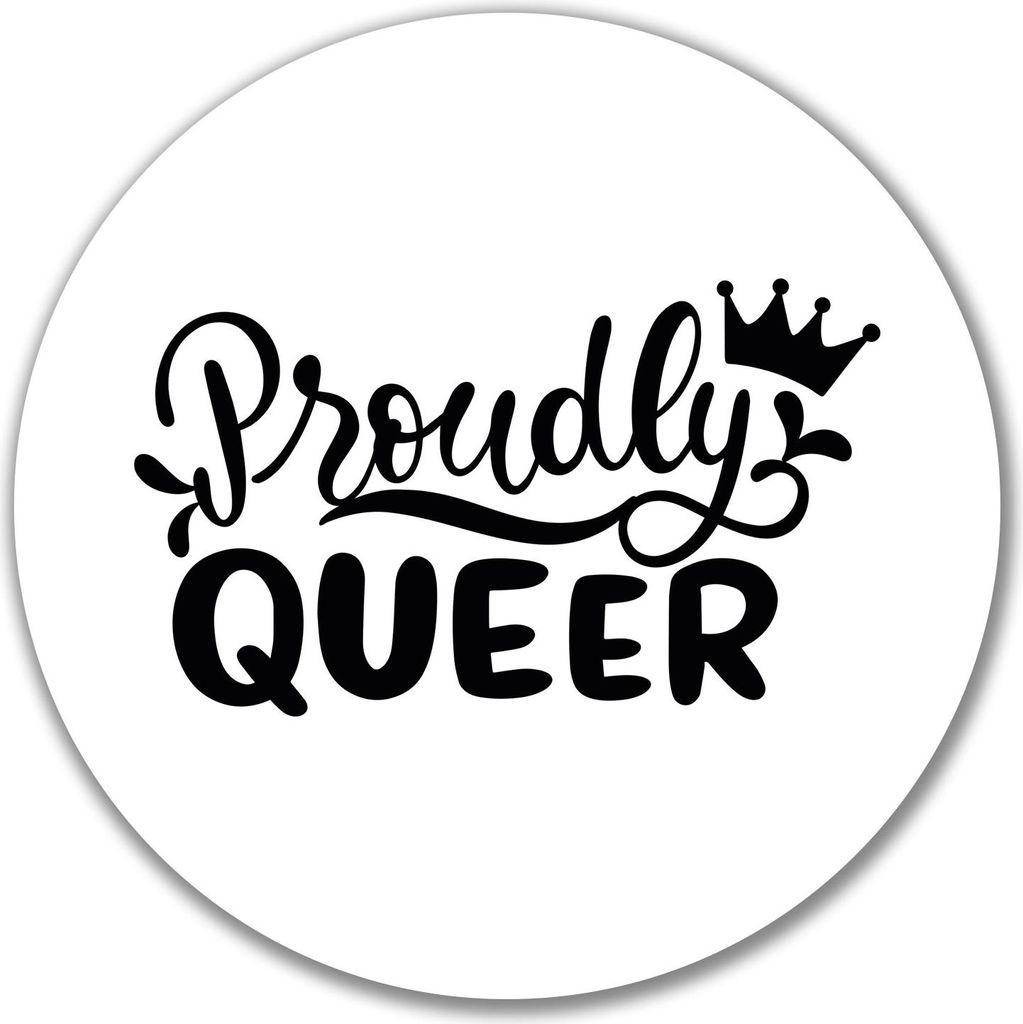 Huuraa Aufkleber Proudly Queer Krone 10cm rund Sticker Geschenkidee