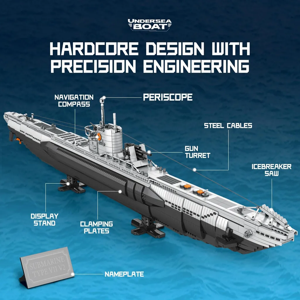 Sous-marin en U modulable de 1,4 mètre, modèle géant avec coffret