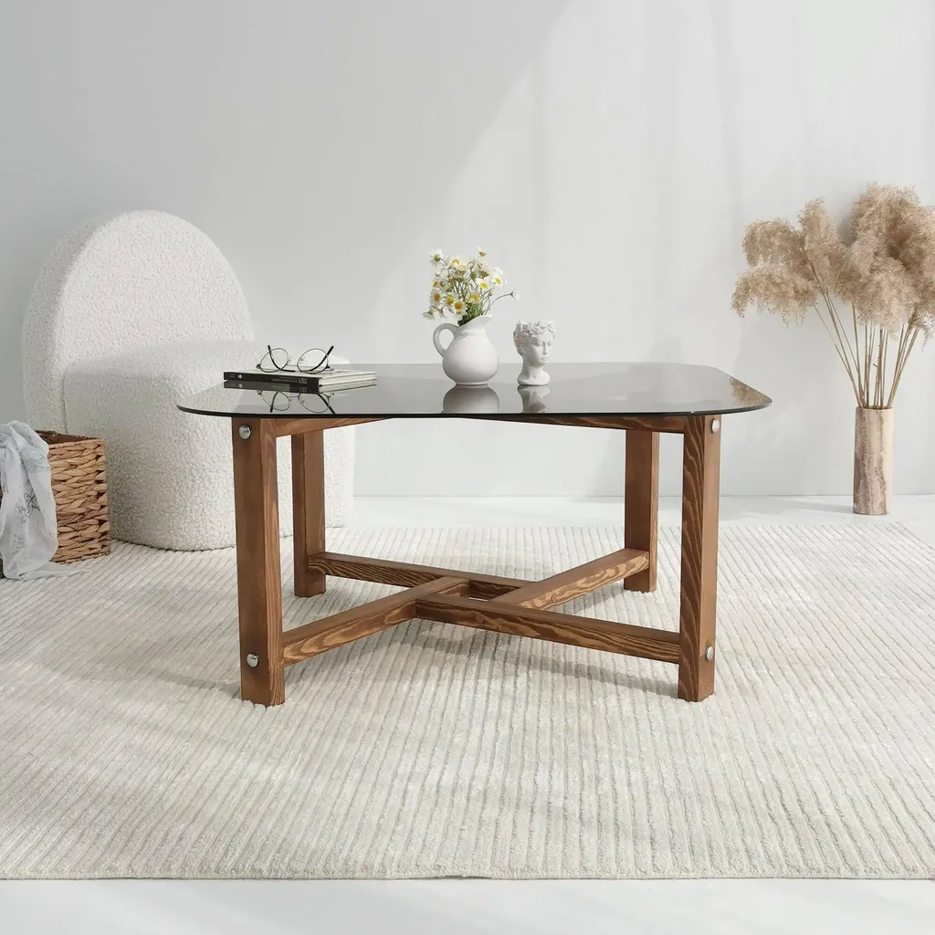 Table basse Aurano 80cm Chêne brun Robuste avec Porte-revues Discret - 8