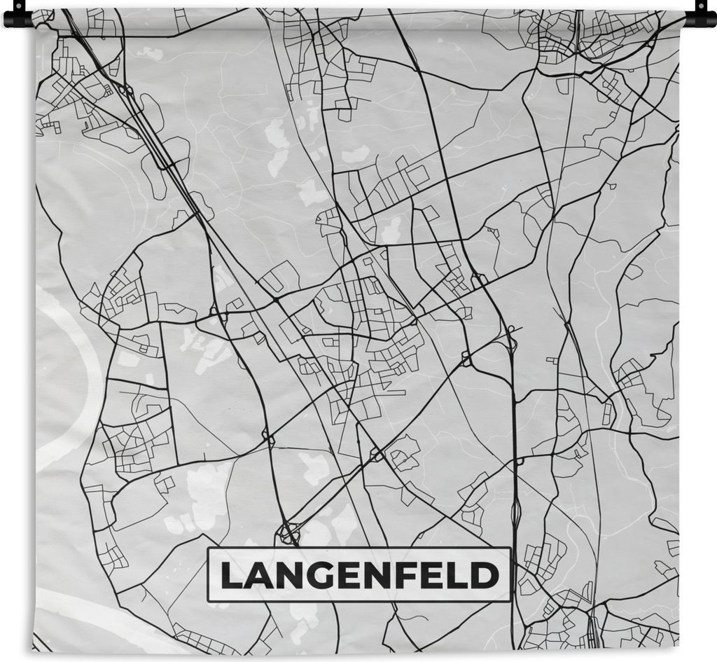 MuchoWow Wandteppich Wandbehang Deutschland - Stadtplan - Langenfeld - Karte 120x120 cm Tapisserie Dekoration Wandtuch - Modern - Baumwollgewebe