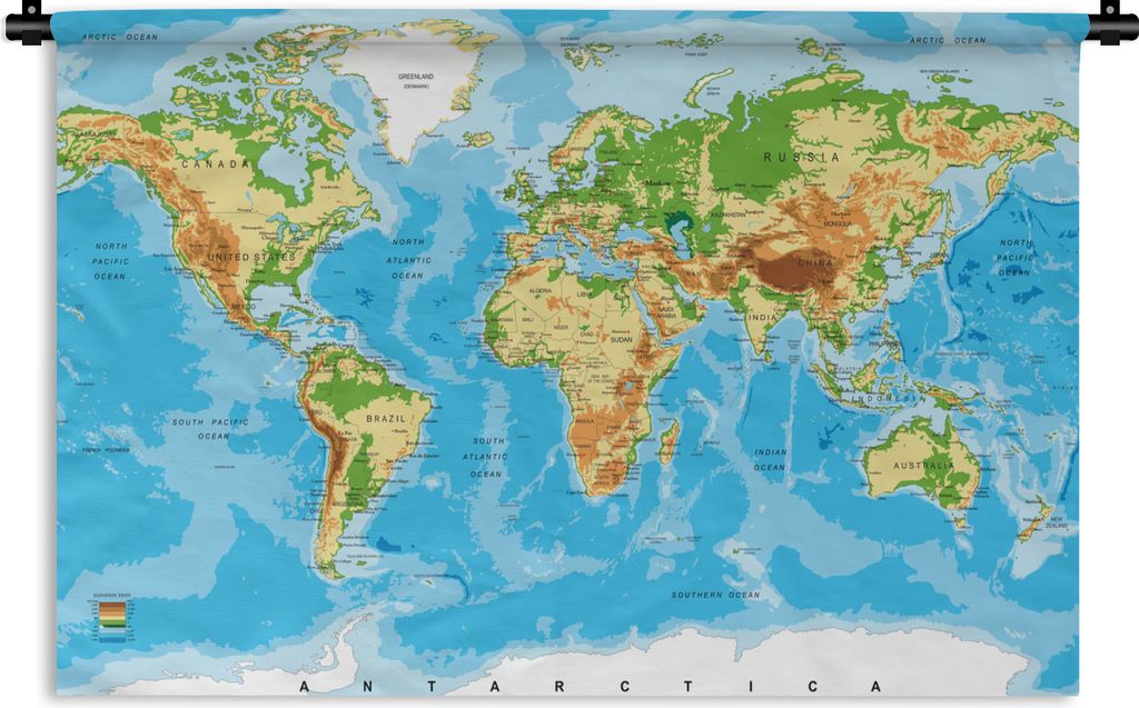 MuchoWow Wandteppich Wandbehang Weltkarte - Atlas - Farben - Kinder - Jungen - Mädchen 60x40 cm Tapisserie Dekoration Wandtuch - Wanddekorationen