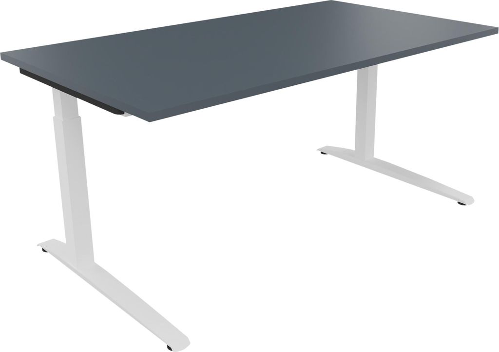 Schreibtisch Kufe Einzels. Quadrat B1600xT900xH650-850 ws/Lavagrau