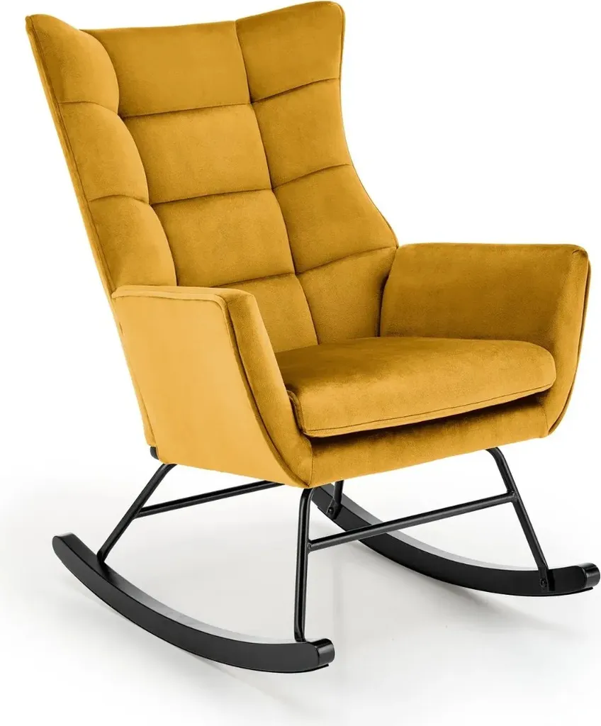 Fauteuil à bascule BAZALTO moutarde : rocking chair design et confortable
