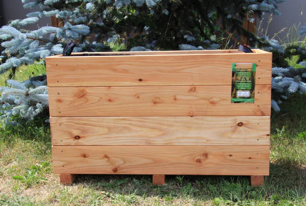 Hochbeet 80x36x52cm aus Lärche gebürstet mit Vlies und Griffen