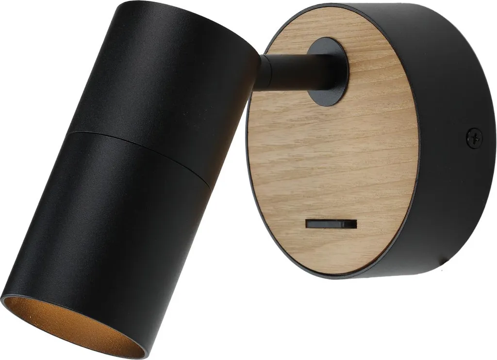 Faretto Parete PORTO Industriale Nero Legno LED GU10 - Miglior Prezzo