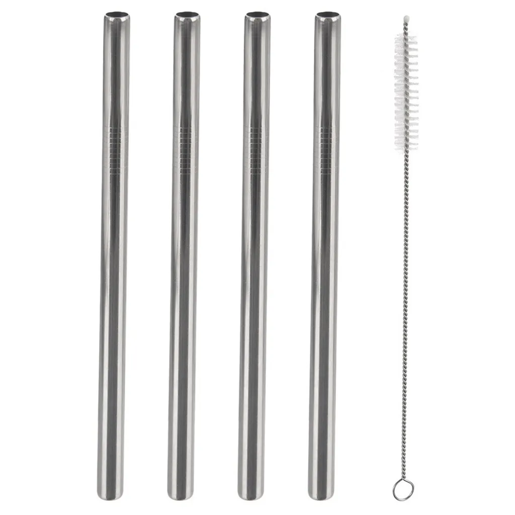 Pailles réutilisables en acier pour cocktails et smoothies avec brosse