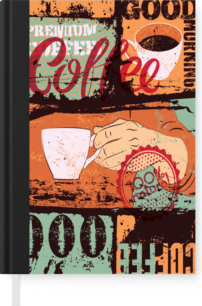 MuchoWow Notizbuch Tagebuch Haushaltsbuch Notebook A5 Kaffee - Retro - Collage - Notizblock - Notizheft - Notebook - Schreibblock - Papier
