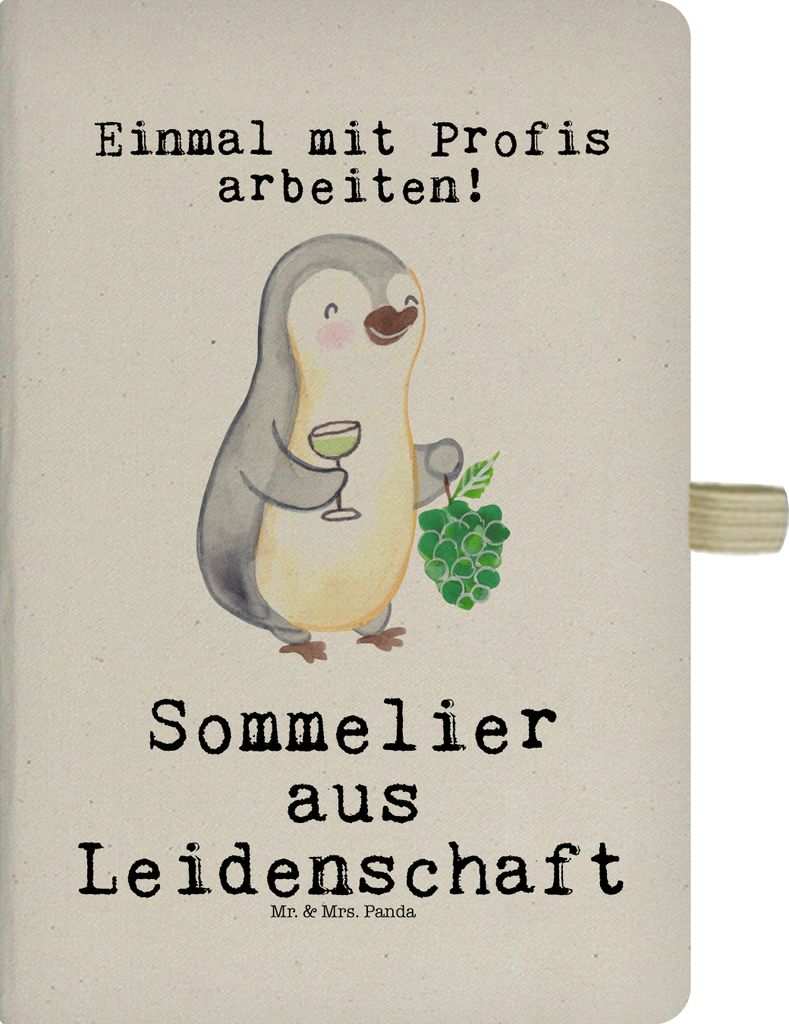 Mr. & Mrs. Panda Tagebuch Sommelier Leidenschaft - Transparent - Geschenk, Kladde, Schreibheft, Reisetagebuch, Notizbuch A5