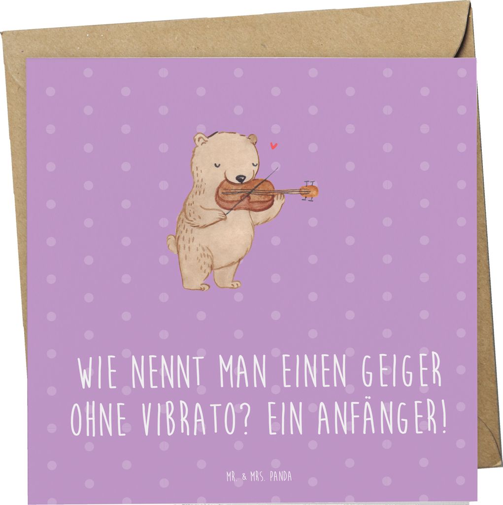Mr. & Mrs. Panda doppelkarte Violine Anfänger - Lavendeltraum - Geschenk, Klänge, Musik, Glückwunschkarte, Streichinstrument, Grußkarte, anlass...