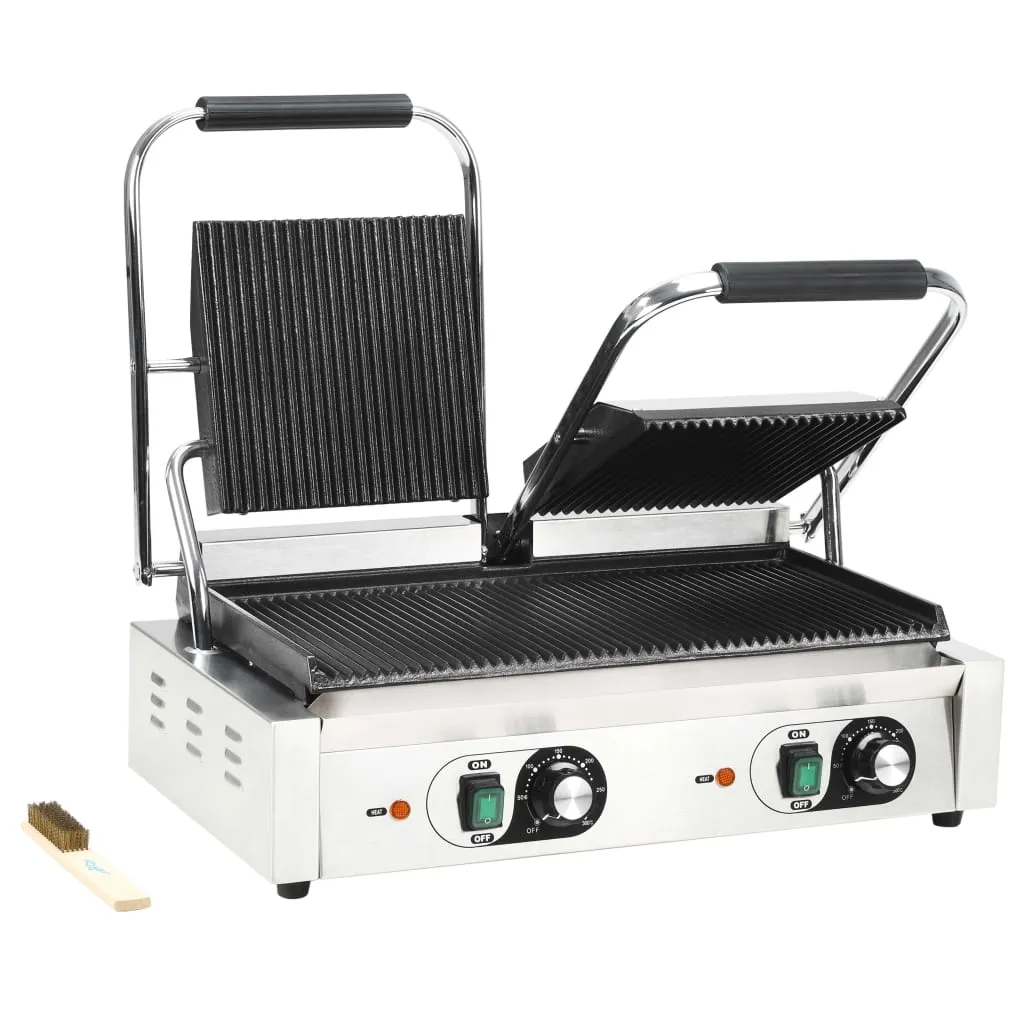 Presse à Panini Double Professionnelle 3600W avec Plaques en Fonte