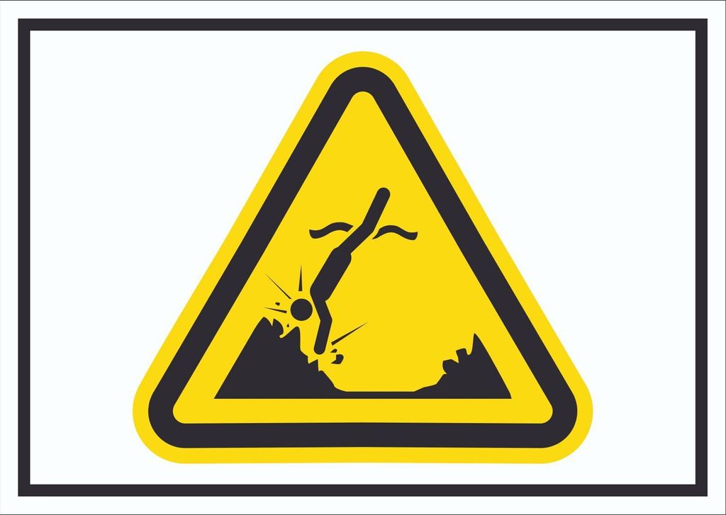 Schild Warnung Objekte Unterwasser Symbol A0 Rückseite selbstklebend