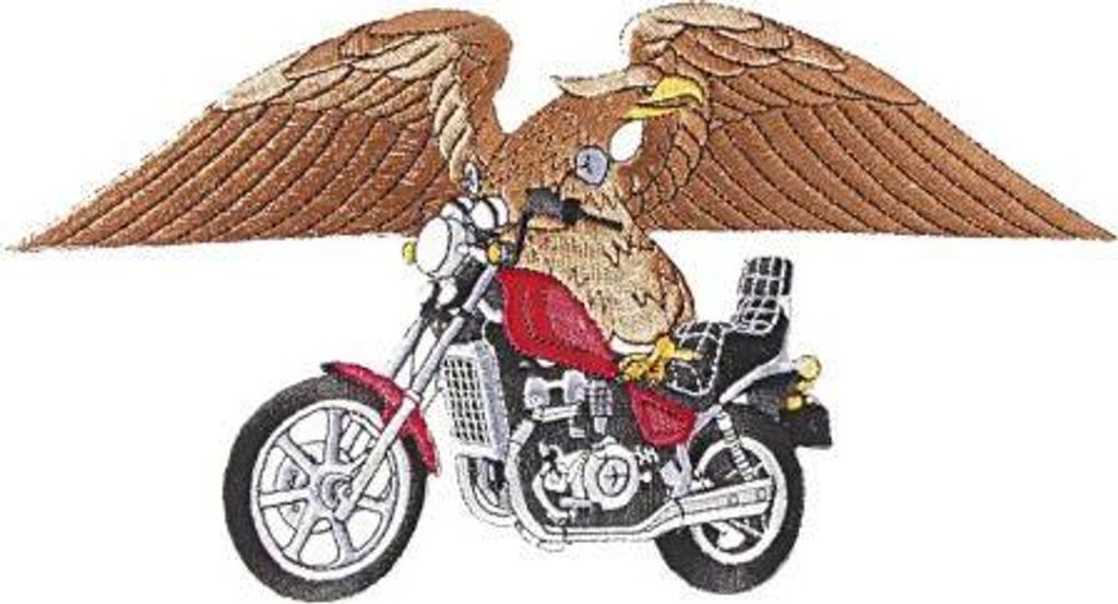 Aufnäher XL - Motorrad mit Adlerschwinge - Gr. ca. 25 x 14cm - 08601 rot