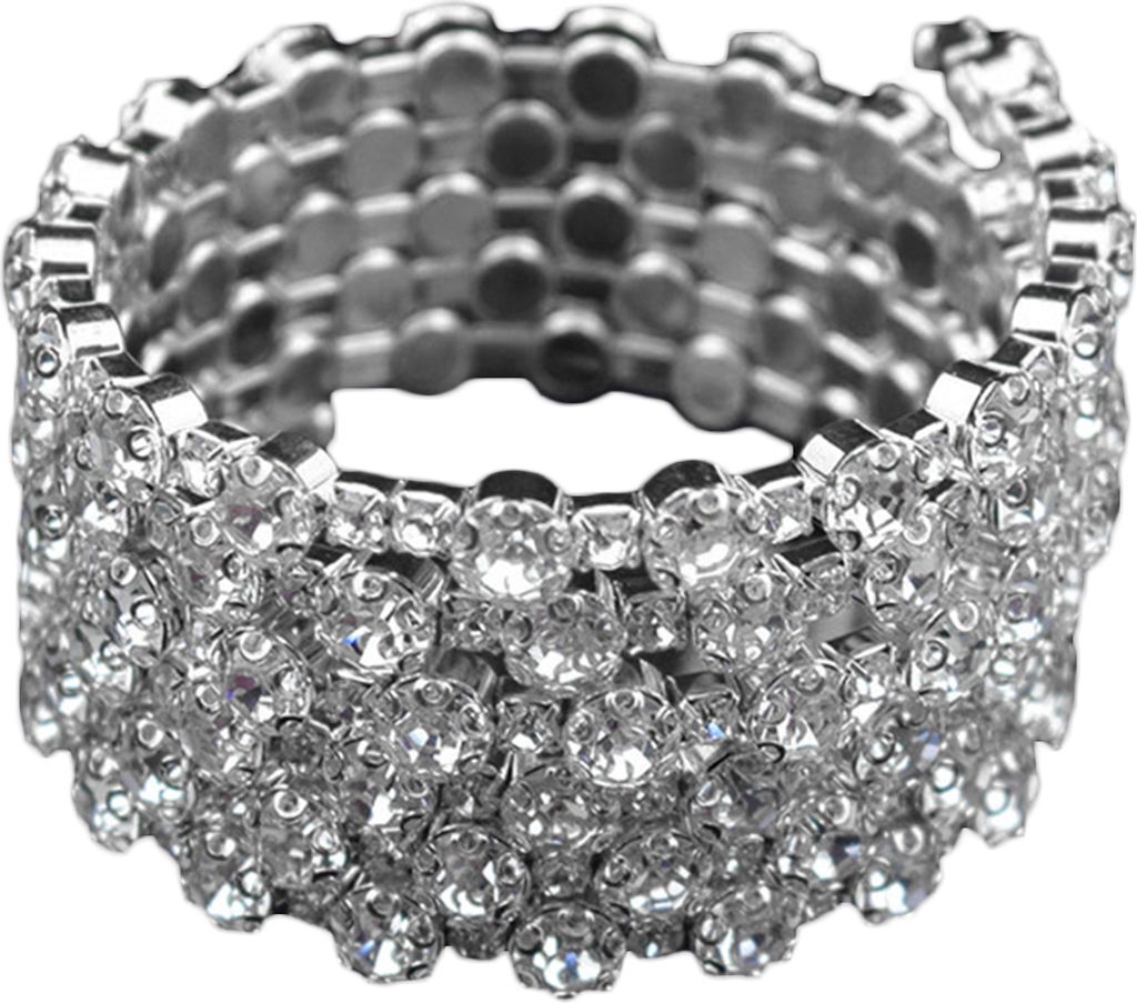 s Damen-Armband mit Zirkonia, eingelegt, mehrreihig, Armreif, Party-Schmuck, Geschenk-Silber 6 Reihen