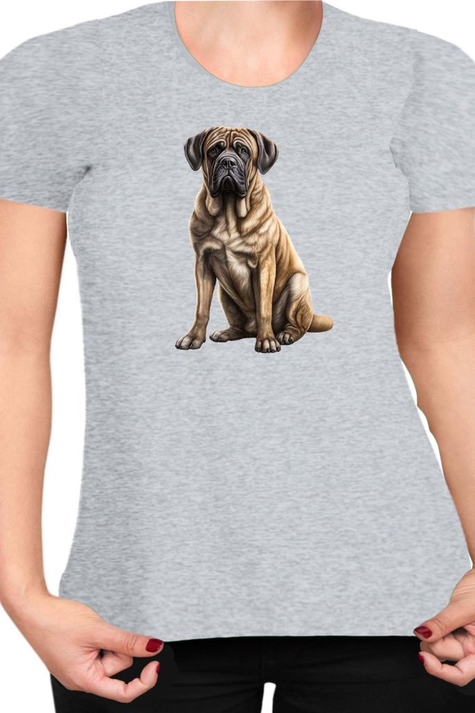 Damen T-Shirt Dogs Breeds English Mastiff Dog Breed 007, Lady S / Grau