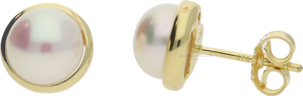 JuwelmaLux Perlohrstecker 925 Silber Gold plattiert Produktbild 