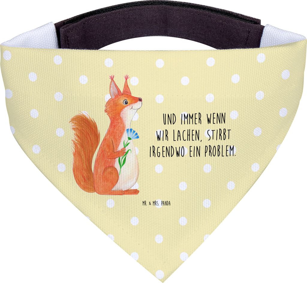 Mr. & Mrs. Panda Hunde Halstuch Eichhörnchen Blume - Gelb Pastell - Geschenk, Motivation Sprüche, für Hund, Bandana, Hundehalstuch, Lustige, Lac...
