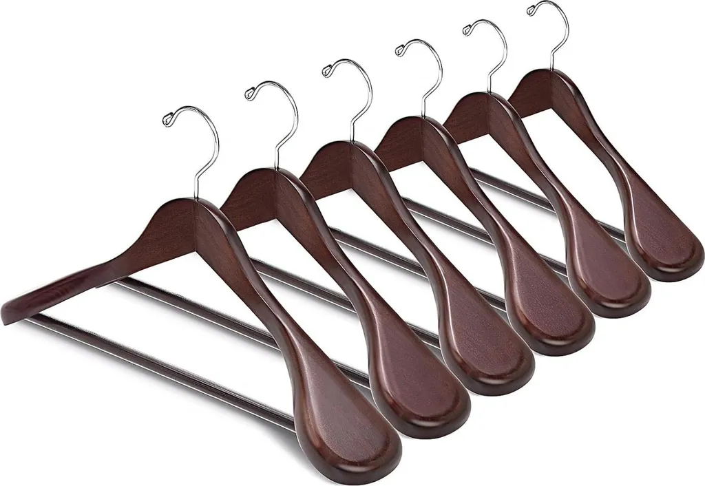 Cintre bois anti déformation pour vestes lourdes lot de 10 brun noyer