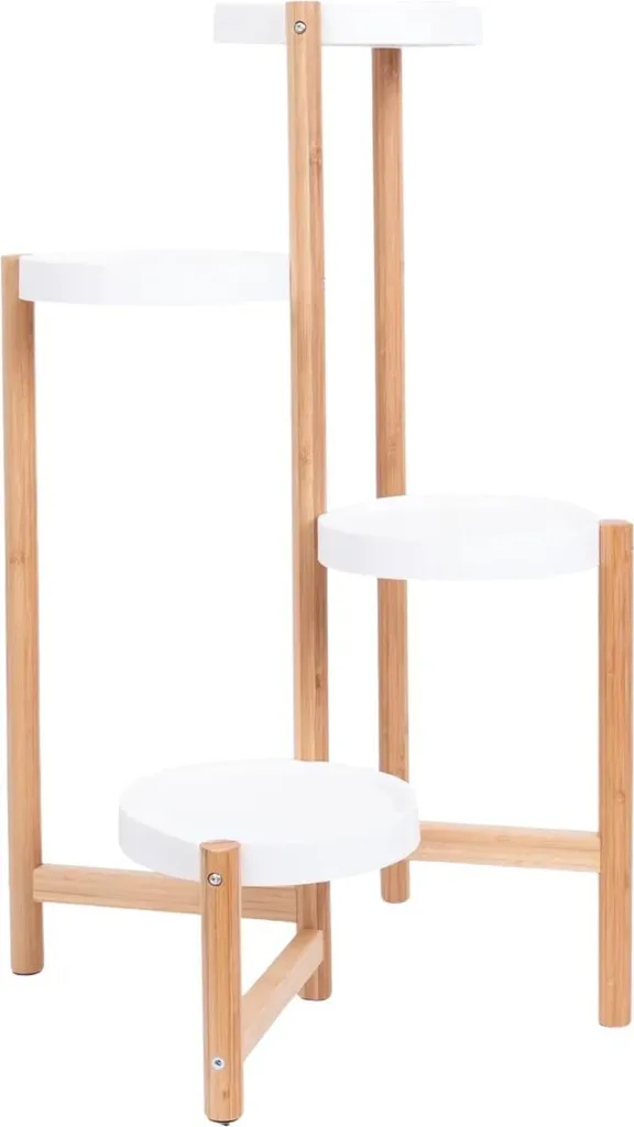 Support pour plantes Bolt Edge 5 niveaux en bambou blanc et naturel