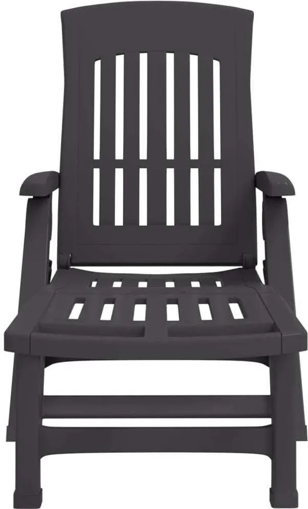 Chaise longue pliante avec roulettes anthracite en PP résistant