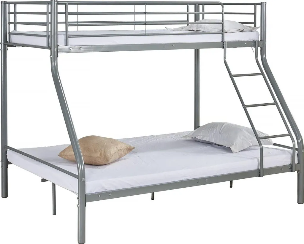 Lit superposé métal gris Leo 90/140 x 190 cm - Solide et Moderne