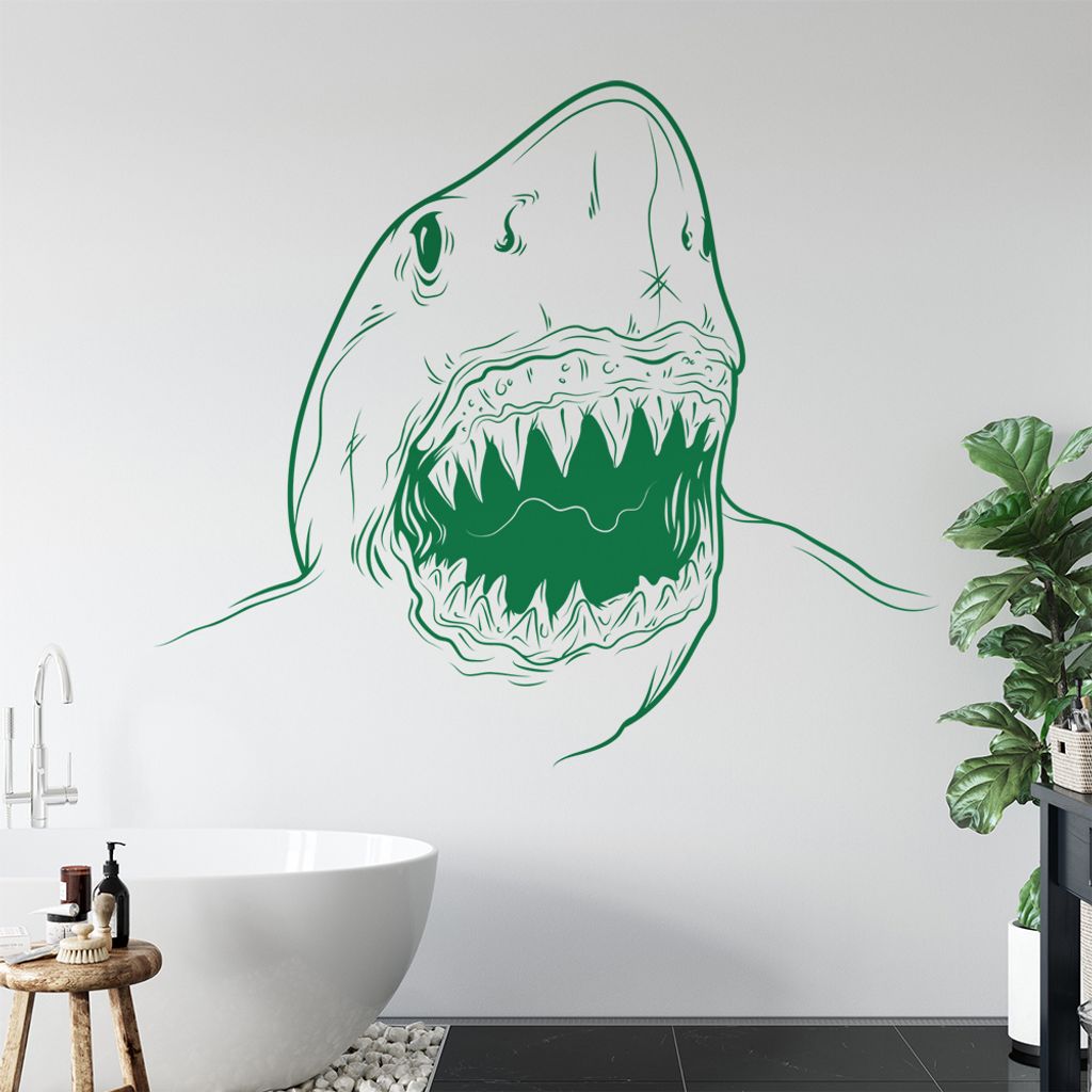 KIWISTAR Haifisch Angriff aggressiv Wandtattoo in 6 Größen - Wandaufkleber Wall Sticker - Dekoration, Küche, Wohnzimmer, Schlafzimmer, Badezimmer
