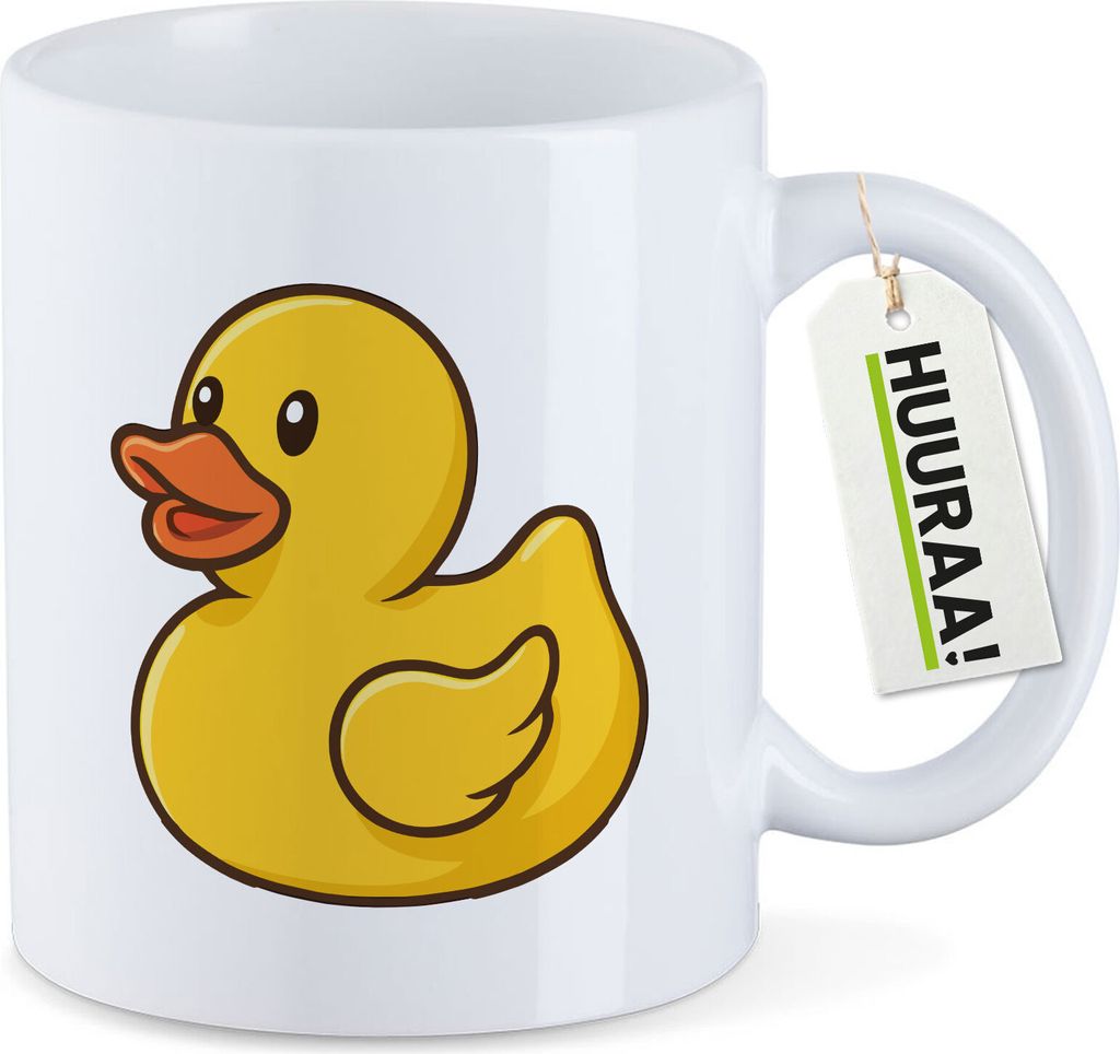 Huuraa Kaffeetasse Quietscheente Gummiente Badeente 330ml Weiß Keramik Kaffeebecher Geschenkidee