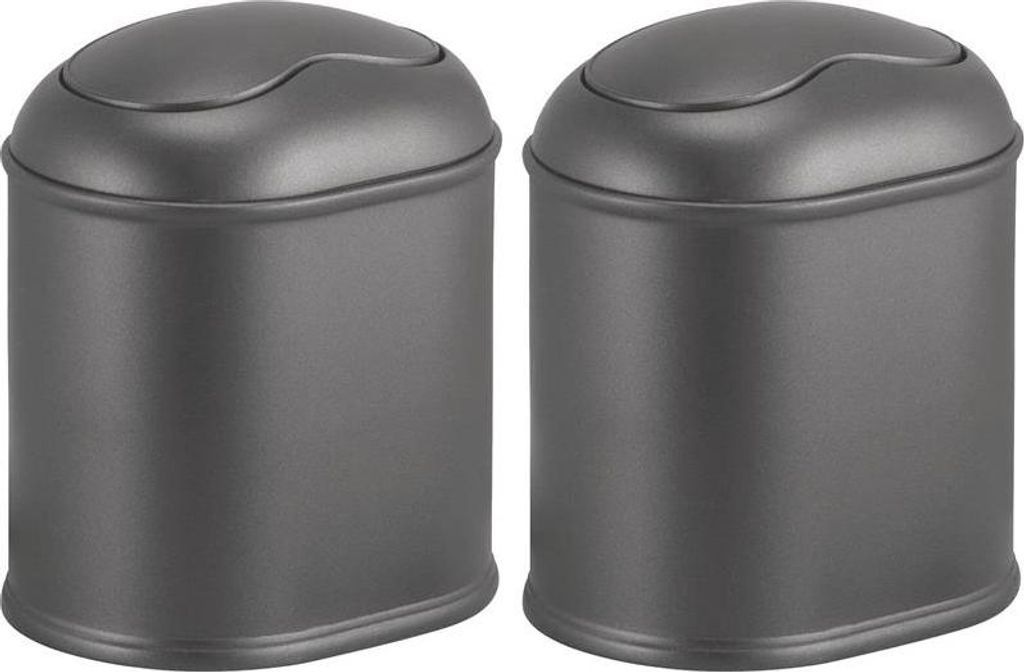 Mülleimer Kosmetikeimer Schwingdeckel Abfalleimer 2er Set mDesign anthrazit