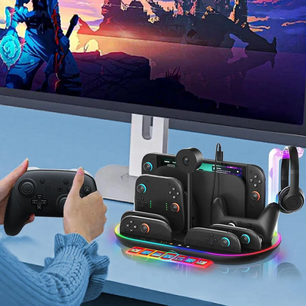 Dock de Support Multifonction pour Nintendo Switch 2 et Rangement Jeux - 14
