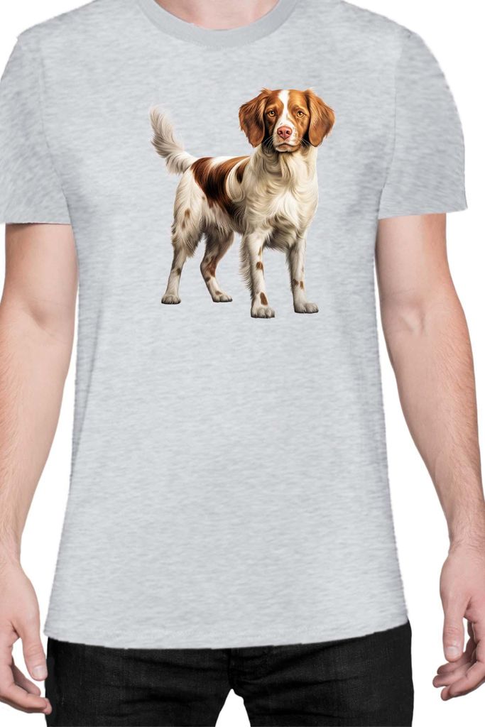 Herren T-Shirt Dogs Breeds Brittany Dog Breed 007, Man XL / Grau