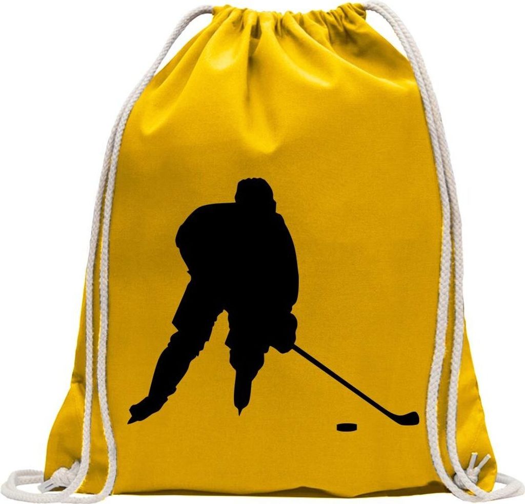 Kiwistar - Turnbeutel - gelb - Eishockey Puck Figur - Fun Rucksack Sport Beutel Gymsack Baumwolle mit Ziehgurt