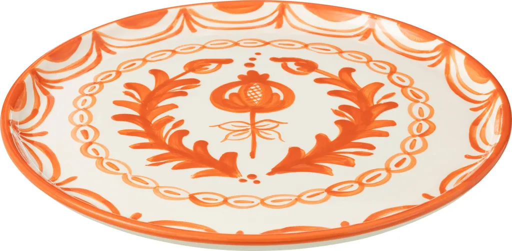 Assiette de présentation Granada J-Line blanc orange pour repas festif