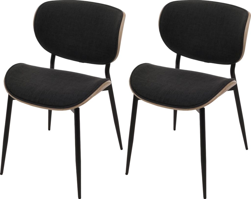 2er-Set Esszimmerstuhl HWC-O45, Bugholz Stoff (370g/m²) - natur, dunkelgrau