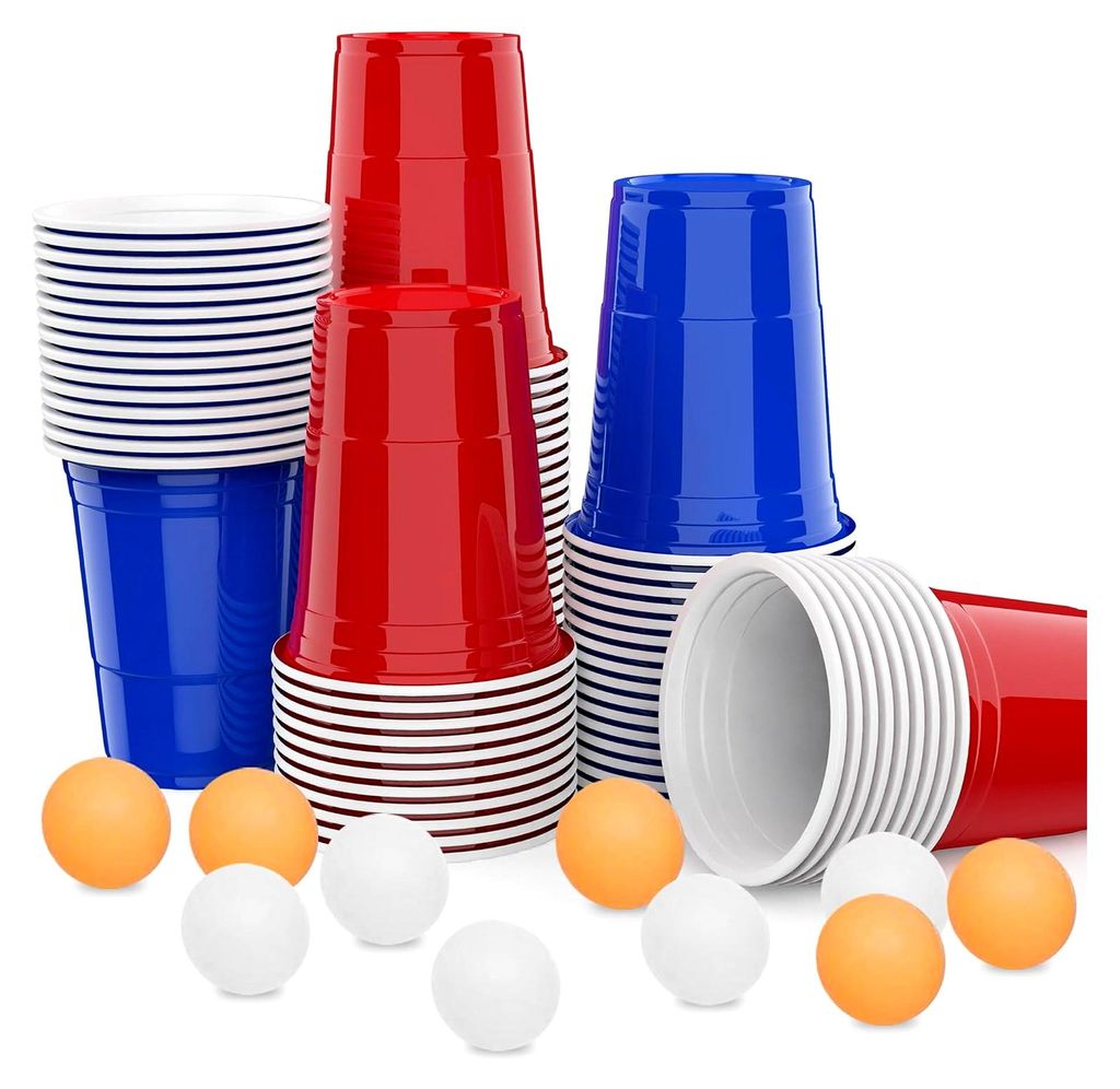 Wiederverwendbare 16 oz / 473 ml Becher, 100 Stück, Plastikbecher für Camping, Weihnachten, Geburtstage, Hochzeiten und Partys