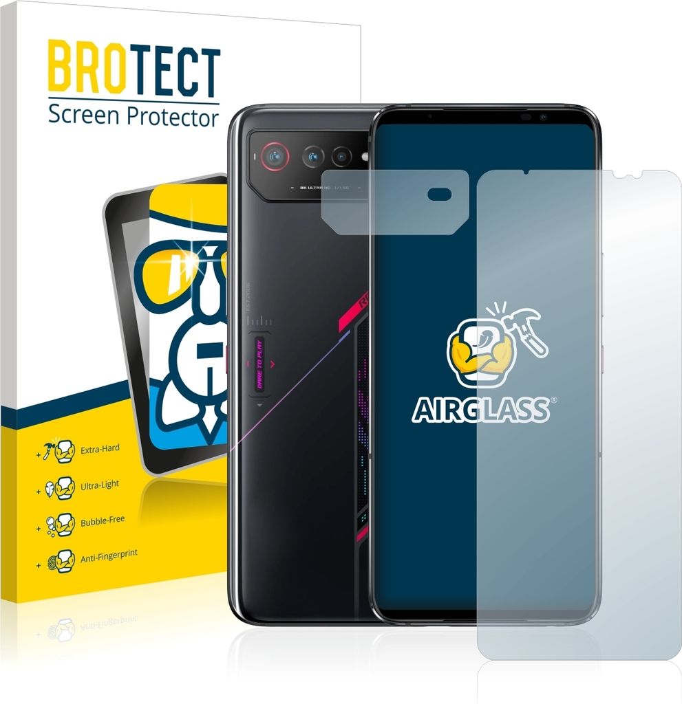 BROTECT Schutzglas für ASUS ROG Phone 6 (Display+Kamera) Schutzfolie Panzer Folie Glas Display Schutz klar