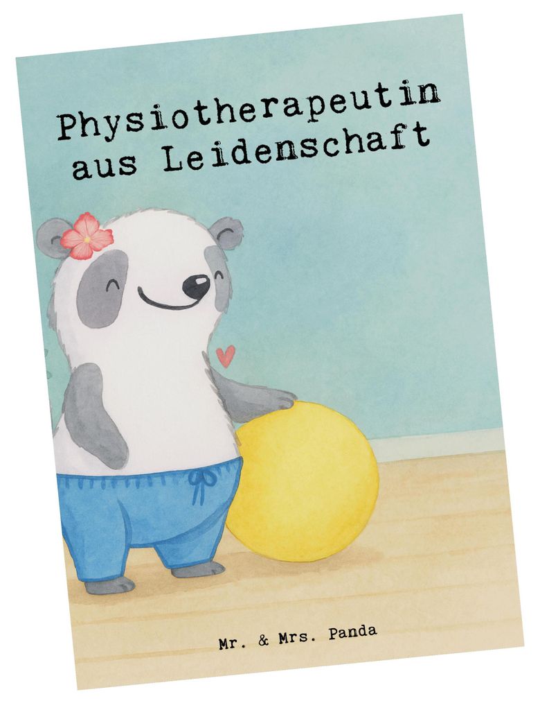 Mr. & Mrs. Panda Postkarte Physiotherapeutin Leidenschaft Design - Weiß - Geschenk, Grußkarte, Fotokarte, Ansichtskarten, Postkarten, bildkarte