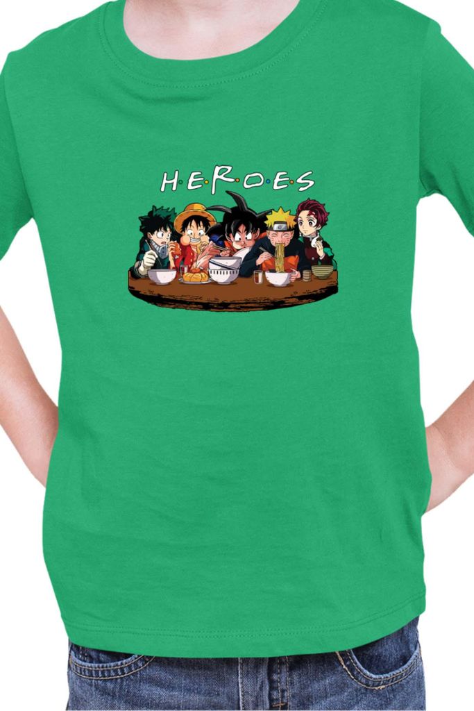 Kinder T-Shirt Manga Japan Anime Comics Animation Anime Heroes 03, 3-4 Jahr - 104 / Grün