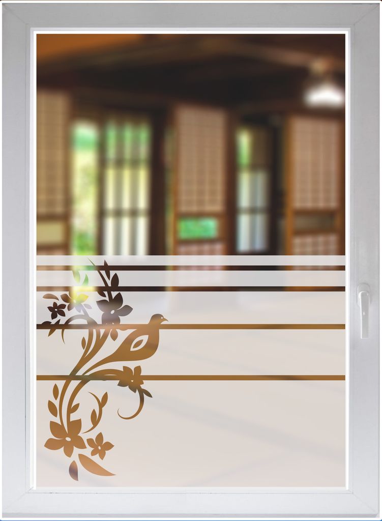 INDIGOS UG Fensterfolie Fensterbild Sichtschutzfolie Glasdekor Ornament satiniert blickdicht ORACAL - 1200mm Breite x 500mm Höhe