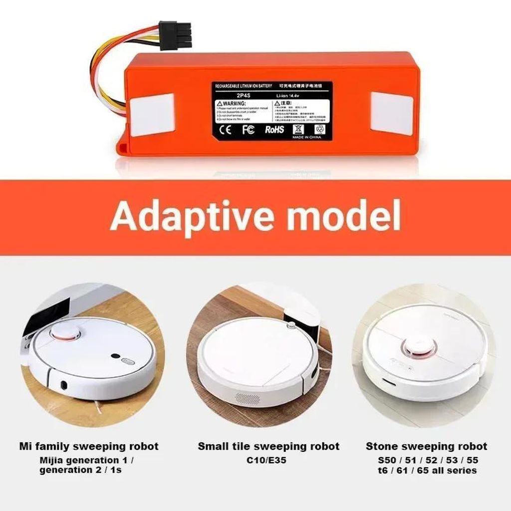 Akkupack für Saugroboter - 14,4V Li-Ion Ersatzakku - 6800mAh hohe Kapazität - 18650 Zellen wiederaufladbar - kompatibel mit S5 S6 S7 S50 S55 T60 ...