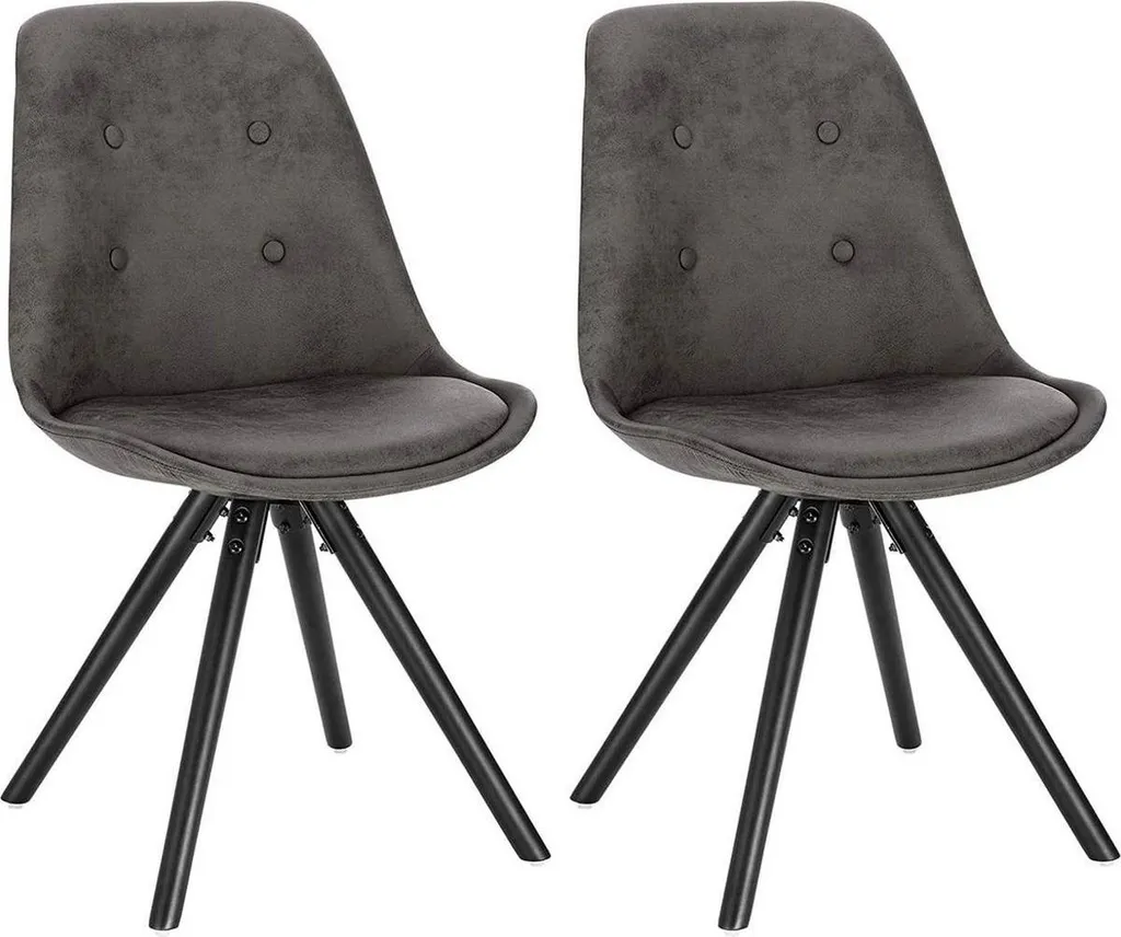 Sedia per visitatori - Tessuto antracite - Con gambe in legno - Altezza della seduta 46cm - Set di 2