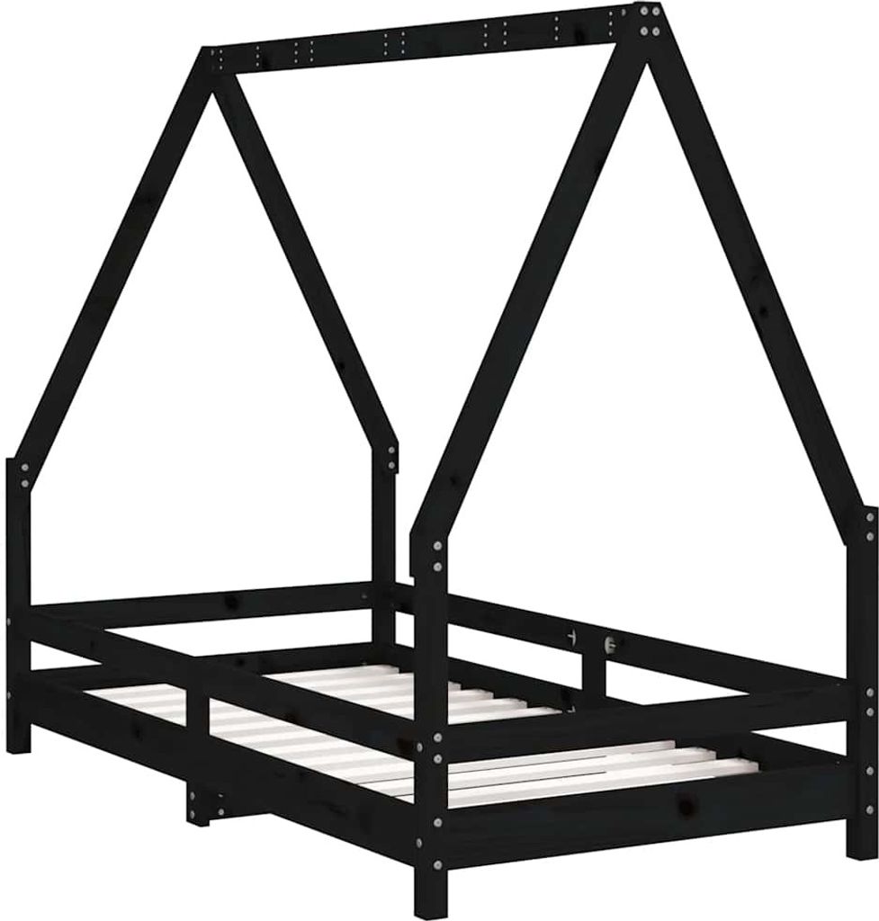 vidaXL Kinderbett Schwarz 80x160 cm Massivholz Kiefer