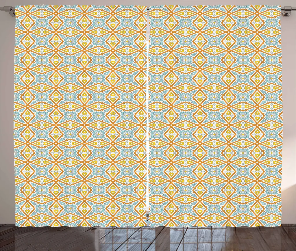 Tenda ABAKUHAUS Etnica Rustica 280x175 cm - Arredo Boho Azzurro Arancio