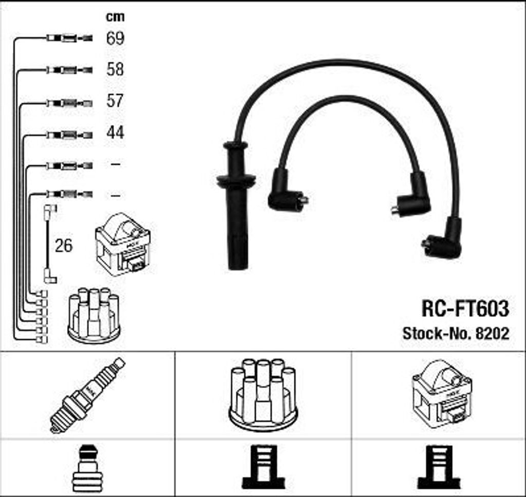 NGK 8202 - OE 76 08 77 0 Zündleitungssatz für Coupe 175, Tipo