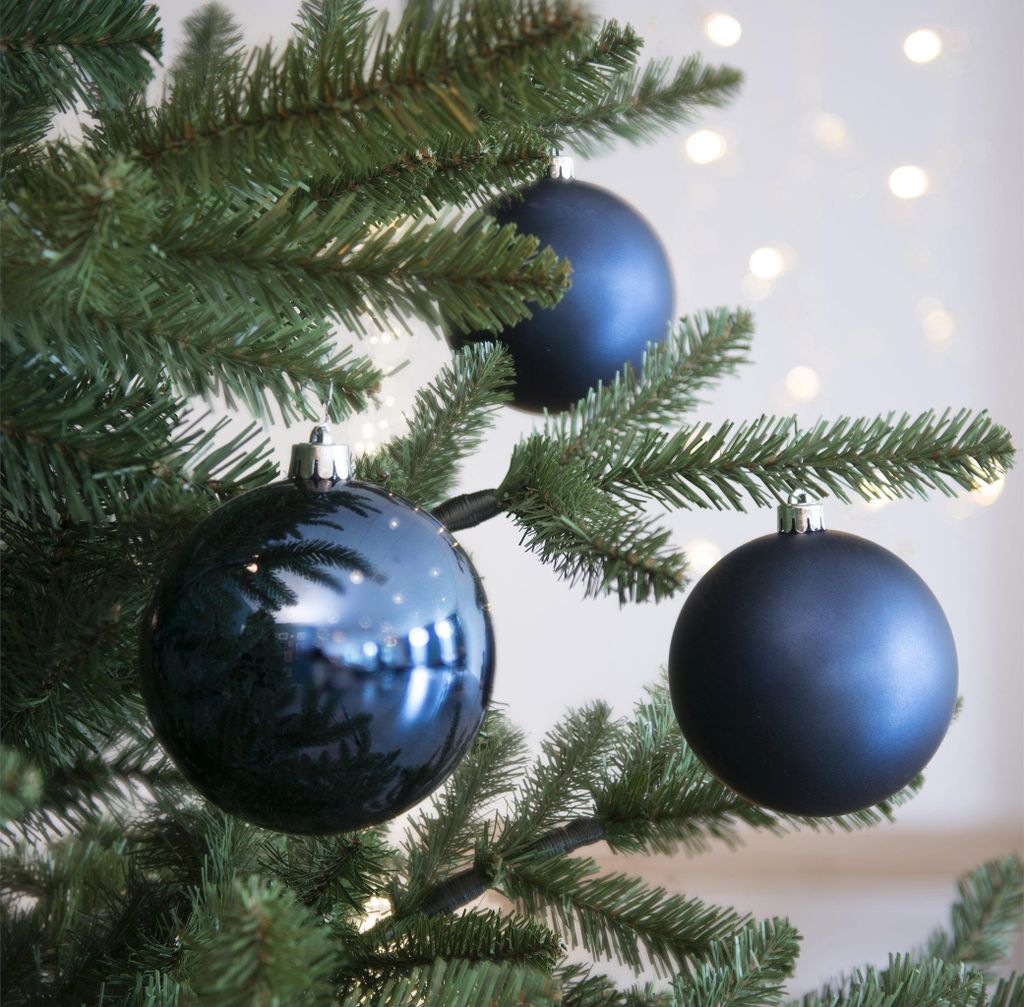 Weihnachtskugeln Kunststoff 10cm 4 Stück - Nachtblau