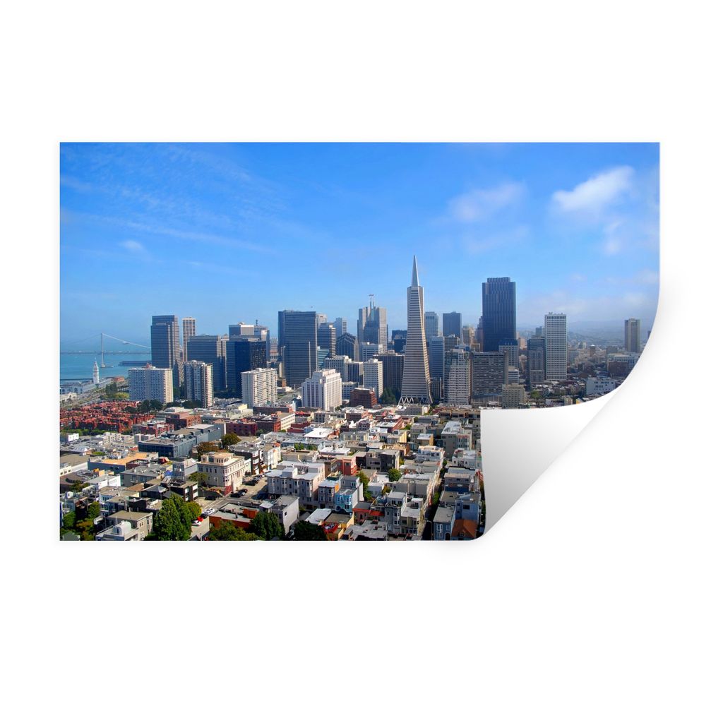 MuchoWow Wandtattoo Wandsticker Wandaufkleber San Francisco - Skyline - Stadt 60x40 cm Selbstklebend und Repositionierbar - Wierderverwendbar - S...