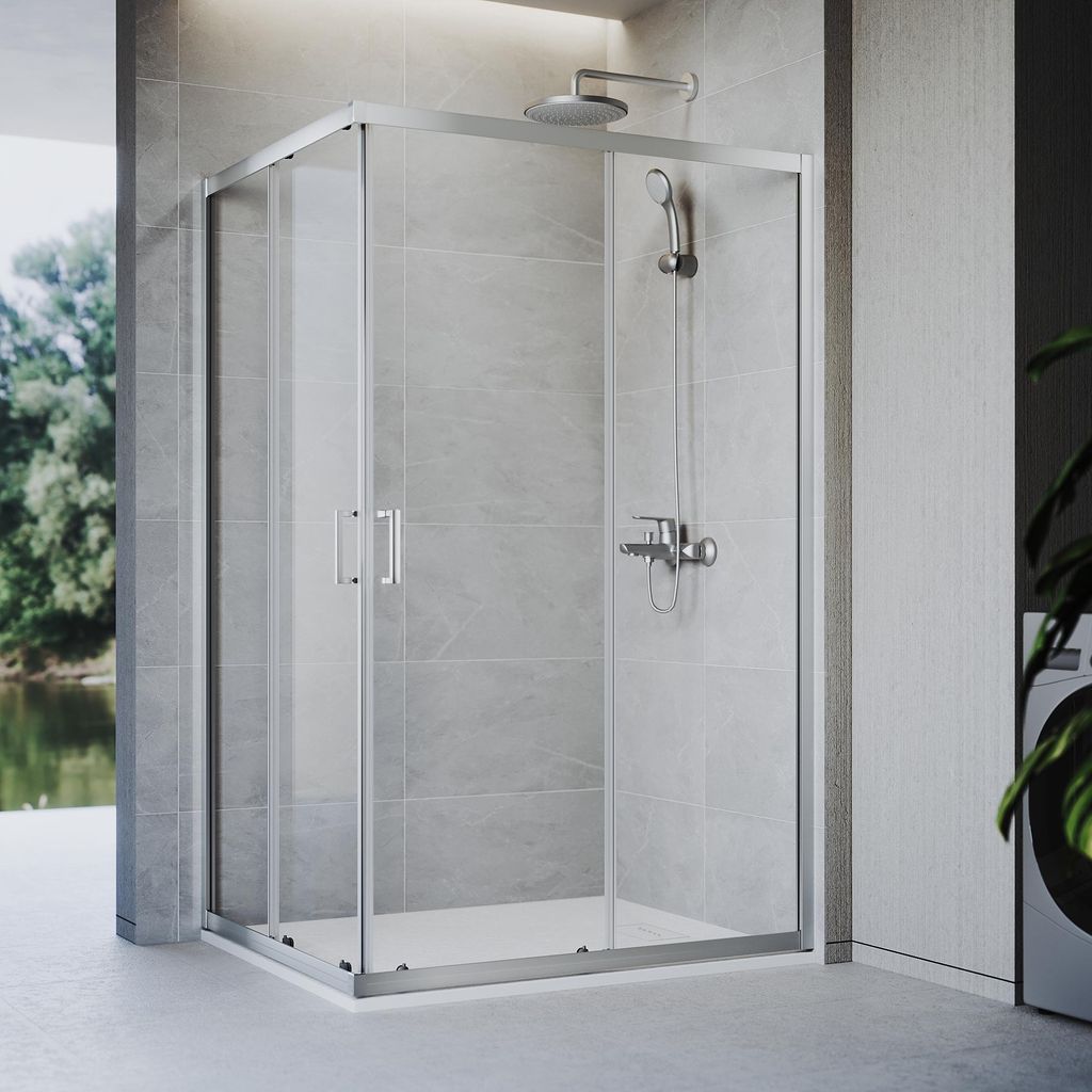 SONNI 90 x 100 x 185 cm argento Cabina doccia, porta Immagine del prodotto 