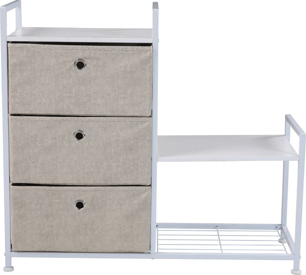 SVITA RUNA 3-Schubladen-Regal Universales Regalsystem Metall Beige/Weiß
