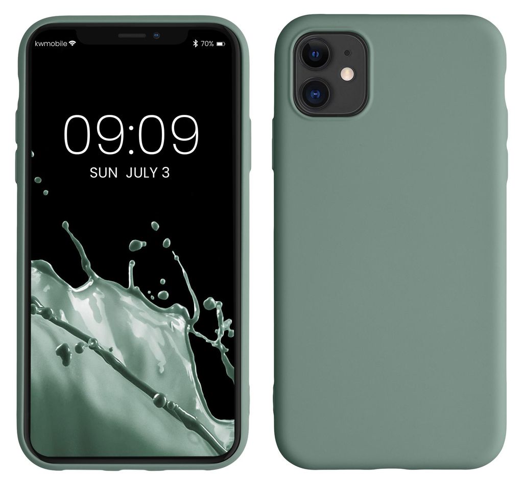kwmobile Hülle kompatibel mit Apple iPhone 11 Hülle - gummierte TPU Silikon Handyhülle - Schutzhülle für kabelloses Laden - Case in Rainwashed...