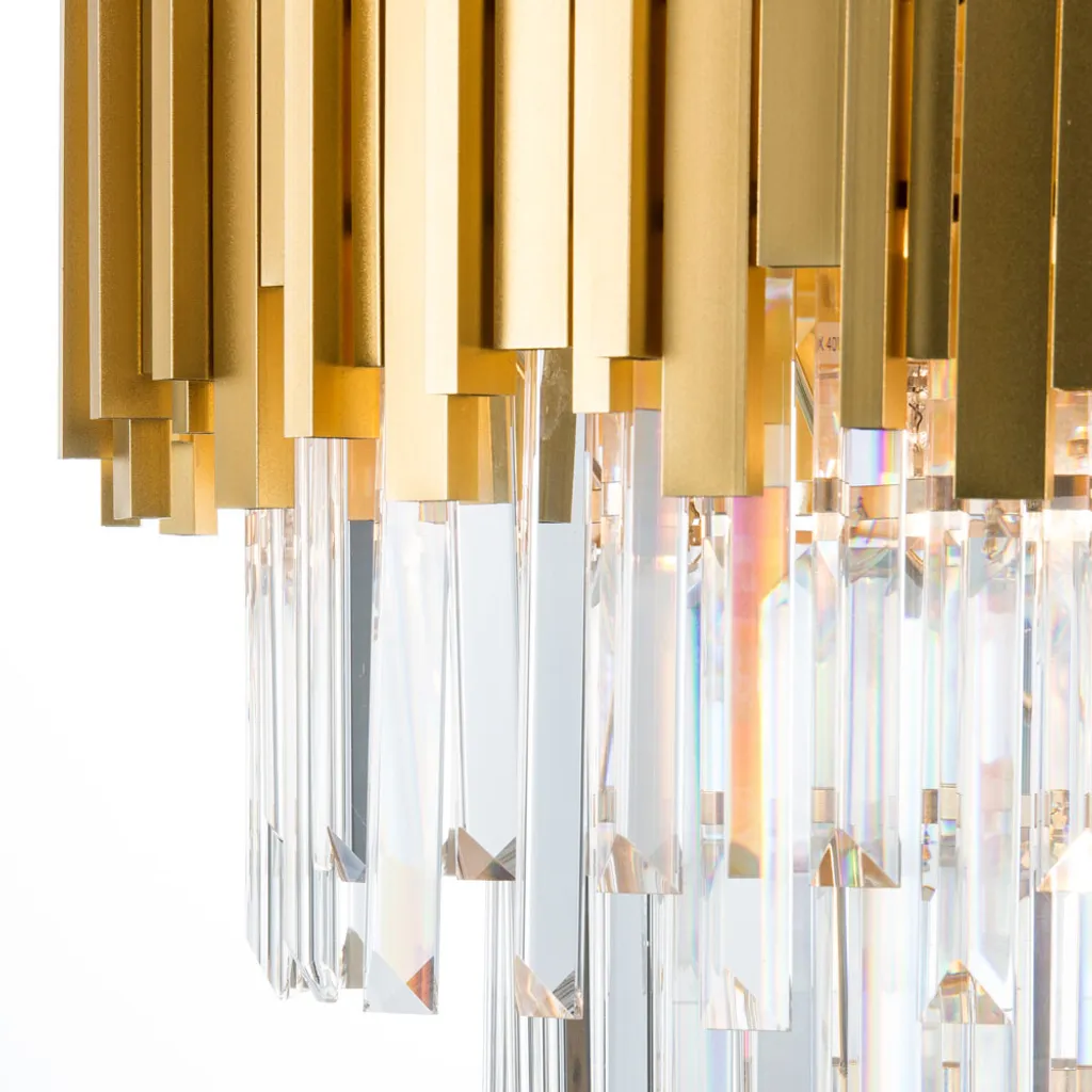 Nova Luce Grane Lustre en Cristal Doré Luxe - Suspension Chic Ø55cm - 3