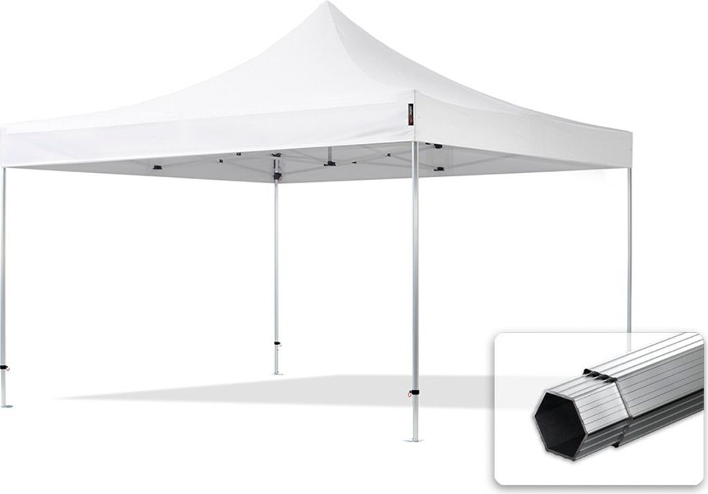 TOOLPORT 4x4m Aluminium Faltpavillon, ohne Seitenteile, weiß